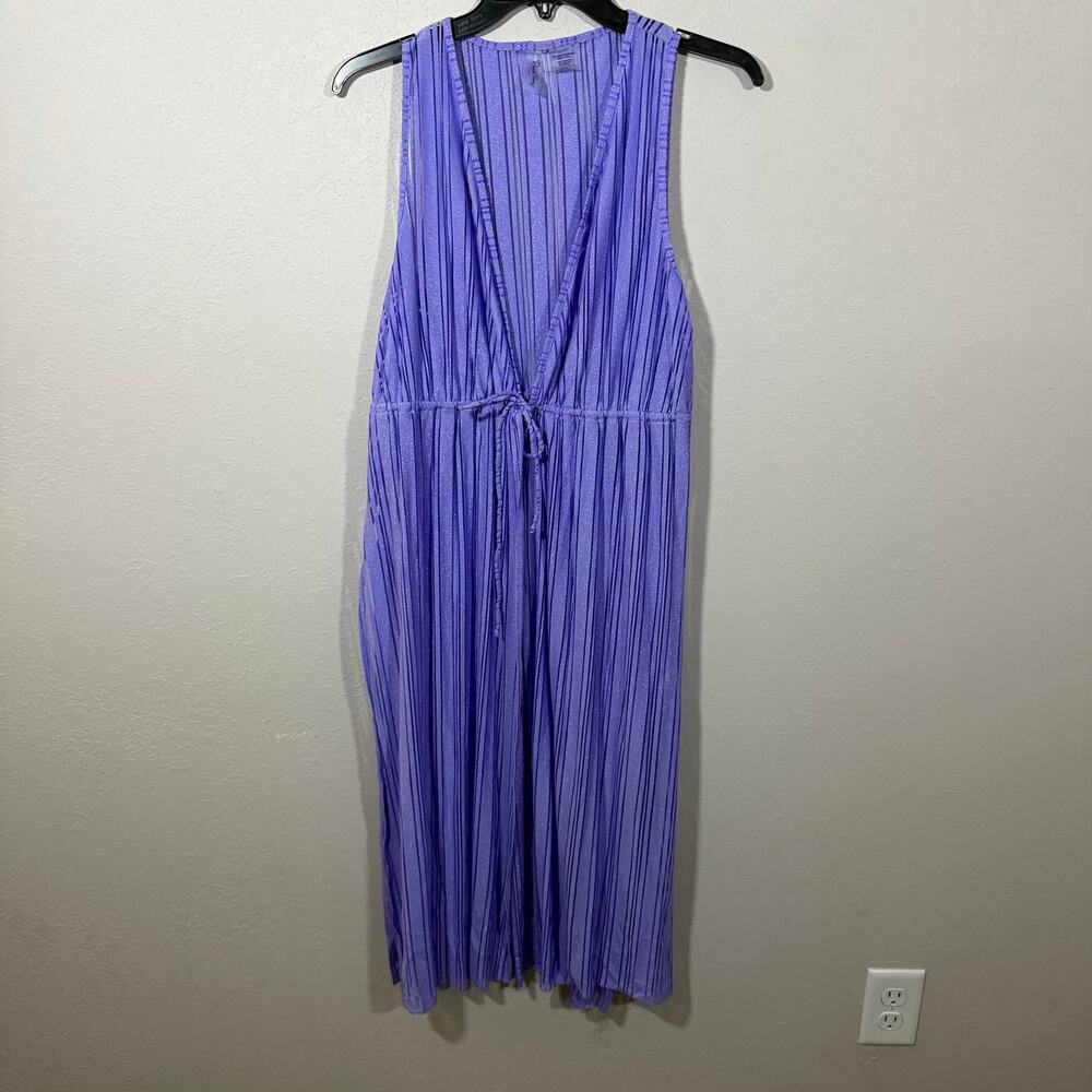 Beach Bunny Reed Cover Up Lavender Metallic Stripes Drawstring Tie Womens XS/S